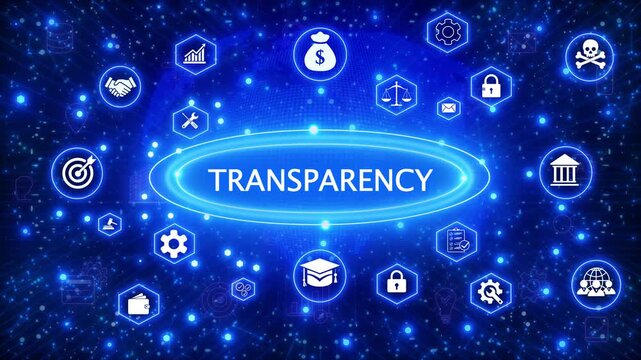 Business concept depicting corporate transparency and data sharing integration , Business, Internet and network concept data transfer to multi devices futuristic technology abstract 4k background