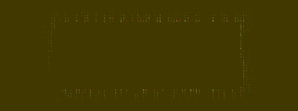 Binary Code Rectangular Frame Border on Dark Background for Technology and Data Security Concept Design