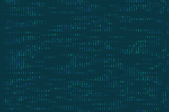 Abstract Binary Code Background with Digital Data Streams for Cybersecurity and Software Development Concepts