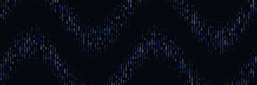 Abstract Digital Wave Background with Glowing Binary Data Code Patterns for Technology and Cyber Security Concepts