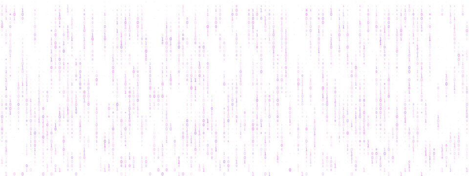Abstract Digital Rain Background with Lavender Binary Code Streams for Tech Data Visualization and Cyber Security Concepts