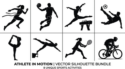 WebAthletes in motion and sports activities black vector silhouettes collection isolated on white background © jesmin