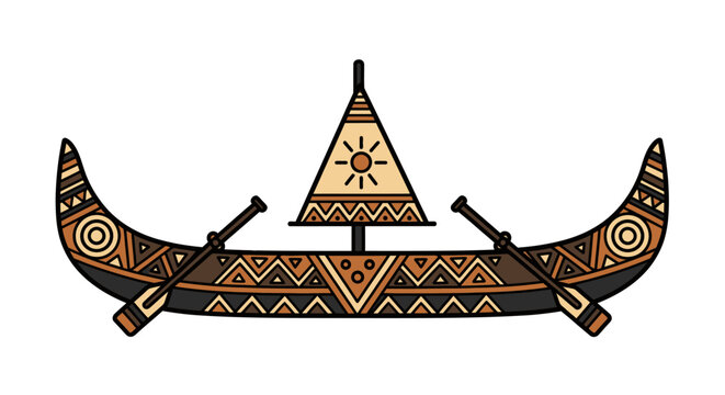 Decorative Tribal Paddle Boat Ornament.