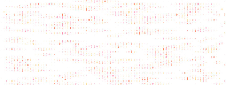 Abstract Binary Code Background with Orange Digital Data Stream for Technology and Cybersecurity Concepts