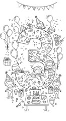 Naklejka premium Whimsical Birthday Three