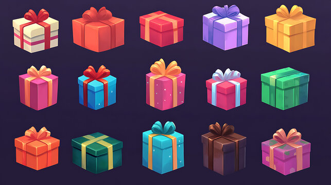 set of colorful gift boxes vector