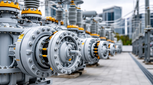 Industrial power transformers in electrical substation