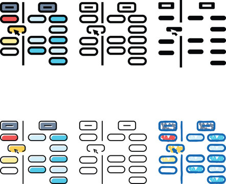 card sorting ux ui design color icon vector. card sorting ux ui design sign. isolated styles symbol