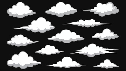 Decorative smoke and cloud silhouettes set for comics logos branding and creative vector projects © Animesh