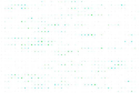 Abstract Digital Dot Pattern Background with Green and Blue Circles for Modern Technology and Data Visualization Design
