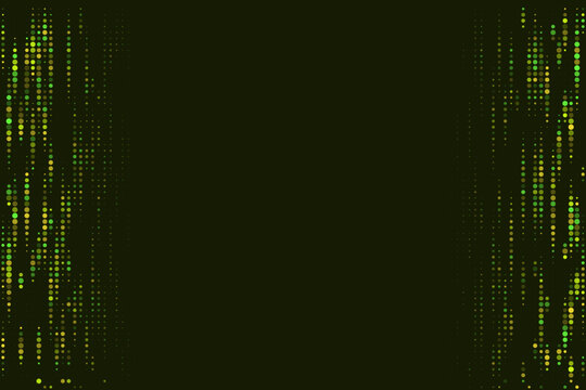 Abstract Digital Rain Background with Green and Yellow Data Streams for Technology and Cyber Security Concepts