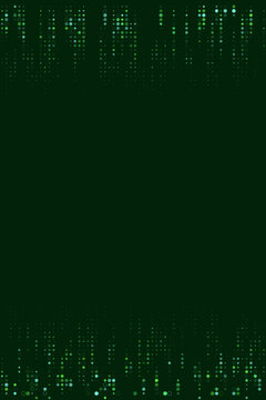 Digital Matrix Rain Background with Vertical Green Data Streams and Abstract Binary Code Patterns for Tech Design
