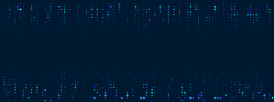 Abstract Digital Data Background with Glowing Geometric Particles and Tech Network Nodes for Futuristic Technology Concepts