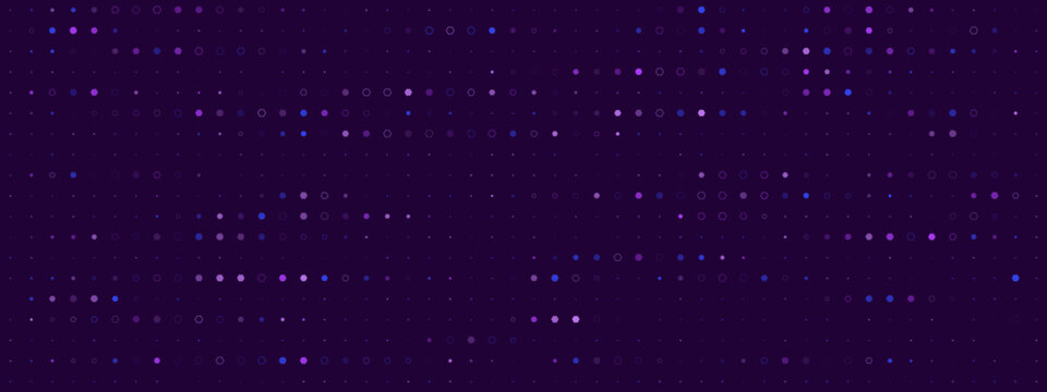 Abstract Digital Data Network Background with Glowing Purple and Blue Circles for Technology and Cyber Security Concepts