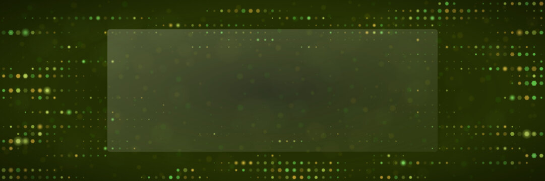 Abstract Green Digital Background with Glowing Dots and Frosted Glass Overlay for Modern Technology Presentations