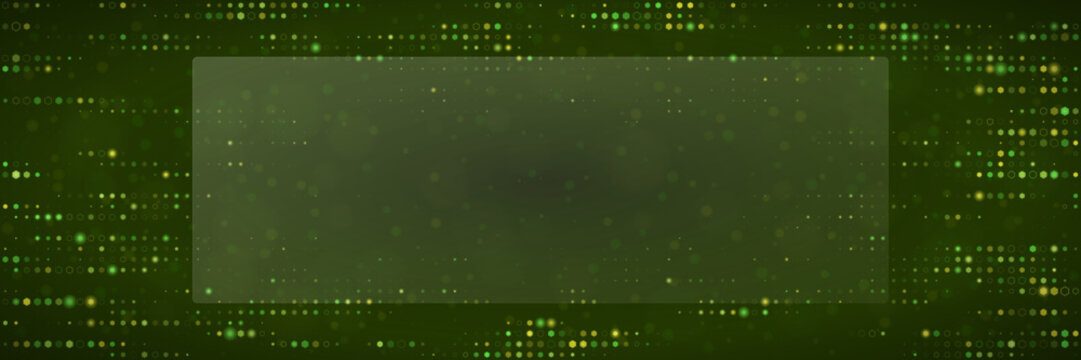 Abstract Green Digital Background with Glowing Pixel Dots and Central Text Space for Technology Presentations