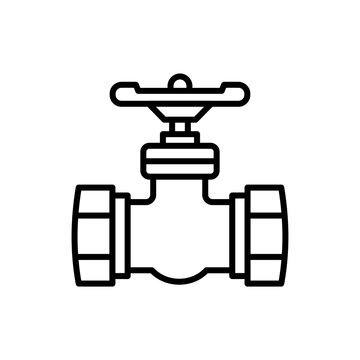 Industrial pipe gate valve line icon for fluid control system.