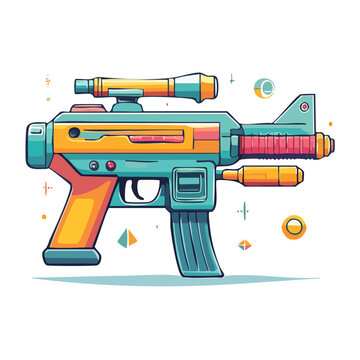 Colorful futuristic sci-fi blaster gun illustration