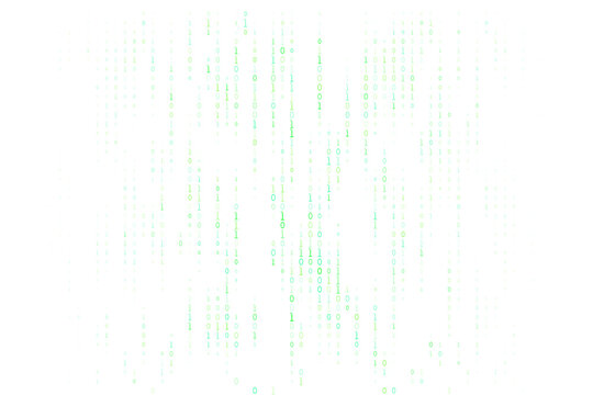 Digital Binary Code Rain Background with Green Falling Numbers for Technology Data Security and Cyber Programming Concepts
