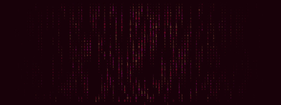 Abstract Digital Binary Code Background with Falling Pink Data Streams for Cybersecurity and Tech Concepts