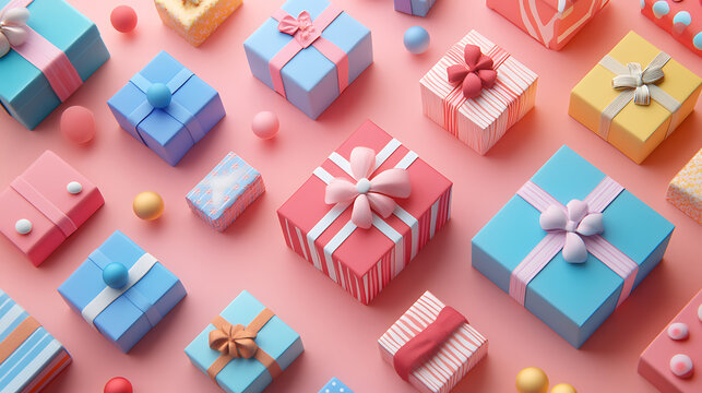 gift boxes on a red background