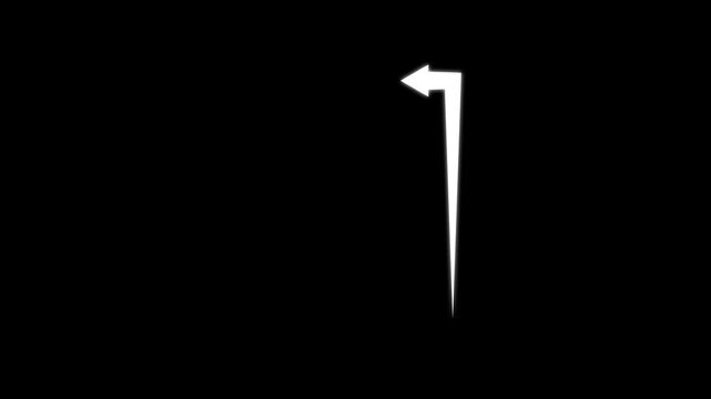 Line Drawing Animation of Arrow Moving Up and Turning Left on Light and Dark Backgrounds 4k video ........