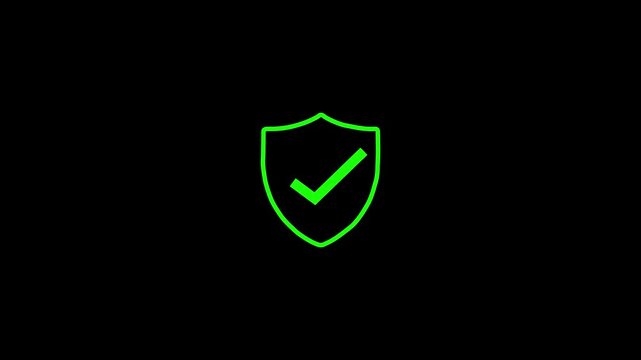 Shield Icon with Check mark Symbol Animation 4k video animation