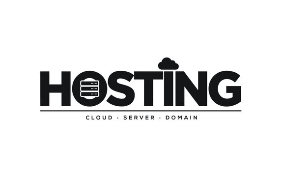 Minimal hosting logo with cloud server domain text design
