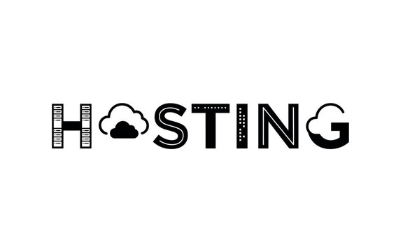 Modern hosting logo with cloud icon and bold text