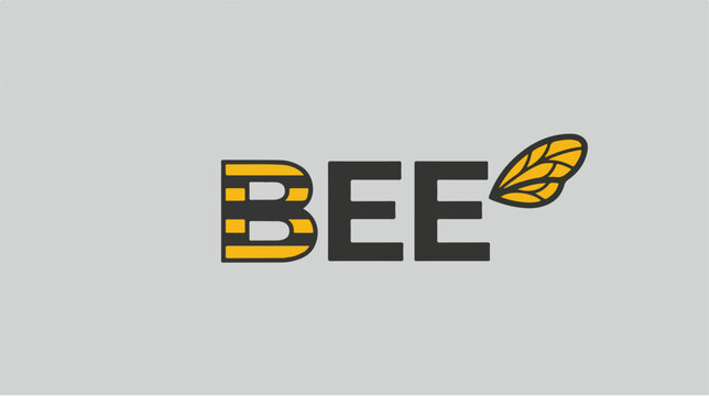 Creative typography logo design featuring the word BEE with bee wing illustration.