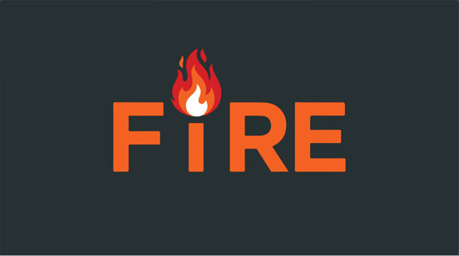 Fire typography design with a stylized flame icon replacing the letter I.