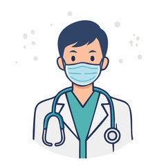 Fototapeta premium Doctor Wearing Medical Mask and Stethoscope