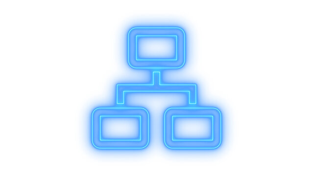 Colorful neon hierarchy icon isolated on transparent background for business management organizational structure and website sitemap planning data flow and corporate charts
