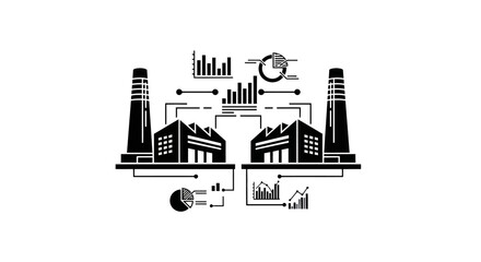 Fototapeta premium Industrial factory buildings with graphs.