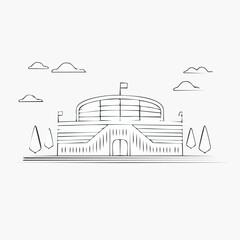 Naklejka premium Minimalist hand drawn sports stadium sketch