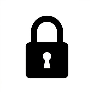 Black padlock icon with keyhole on white background