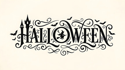 Obraz premium Halloween Celebration Isolated on Castle Bats Witch Moon on a transparent background