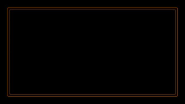 Orange Double Line Border Frame Static Overlay Black Background Seamless Loop 4K