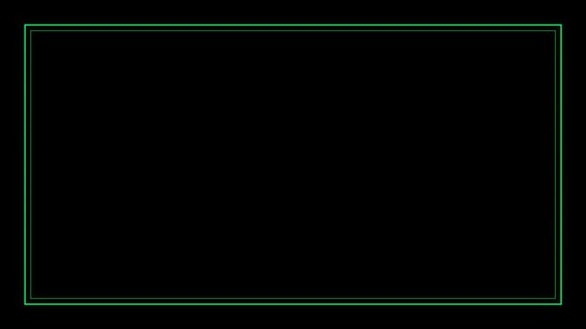 Green Double Line Border Frame Static Overlay Black Background Seamless Loop 4K