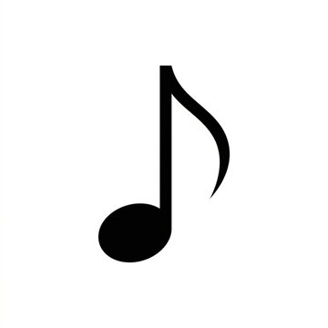 Black eighth note musical symbol on white background