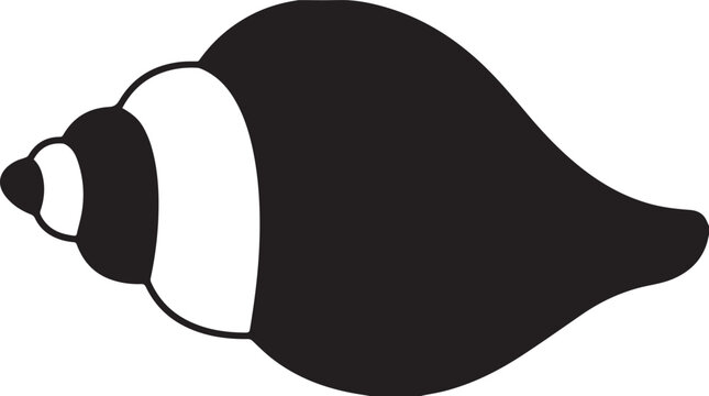  Bold black and white vector silhouette illustration of a traditional sacred conch shell (Shankha).