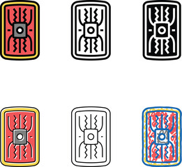 Naklejka premium warrior shield ancient rome color variety icon vector. warrior shield ancient rome sign. isolated symbol