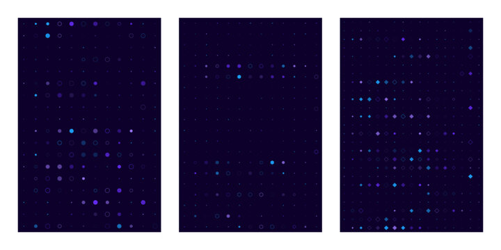 Abstract Digital Network Backgrounds with Glowing Geometric Data Nodes and Tech Patterns for Futuristic UI Design