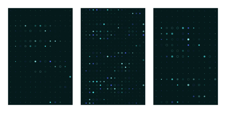 Abstract Digital Grid Backgrounds with Geometric Data Patterns for Technology and Science Infographic Design
