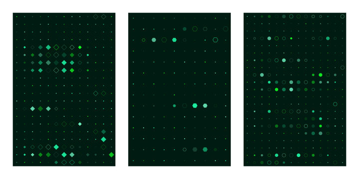 Abstract Digital Grid Backgrounds with Green Geometric Data Patterns for Technology and Cyber Security Concepts