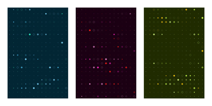 Abstract Digital Grid Backgrounds with Glowing Geometric Data Points for Technology and Science Presentations