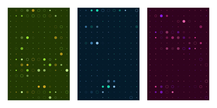 Abstract Digital Dot Grid Backgrounds Set with Minimalist Geometric Patterns for Modern Technology Interface Design