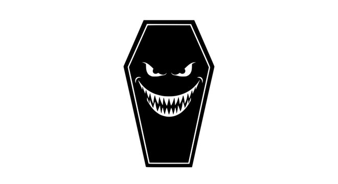 Scary Coffin Face Icon - Halloween Horror Concept