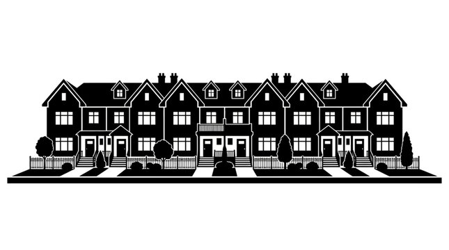 Row of Modern Suburban Townhouses.