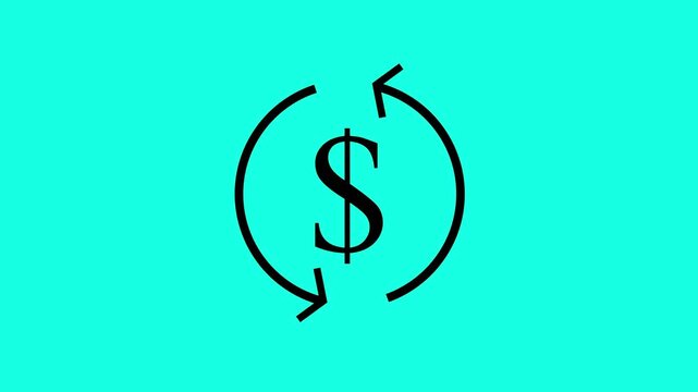 Animated dollar currency icon on a sky blue background,with 4k video animation.